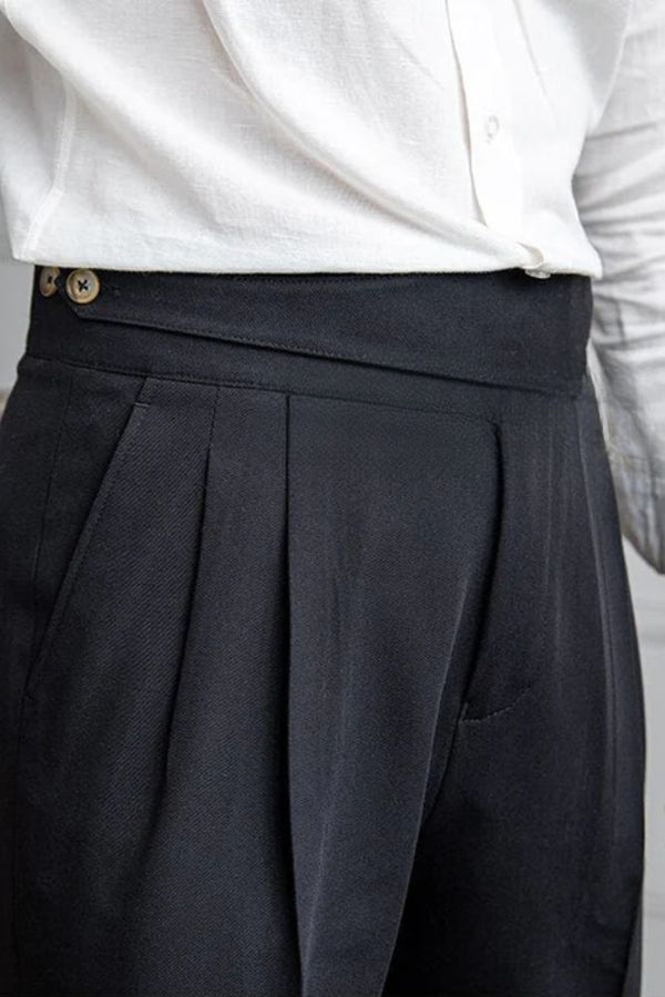 Charcoal Black Single Classic Buttoned Gurkha Pant