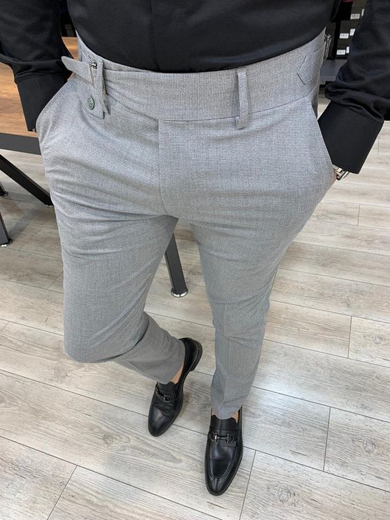 Ash Grey Single Buckle Gurkha Pants